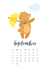 2019 cute teddy bear calendar