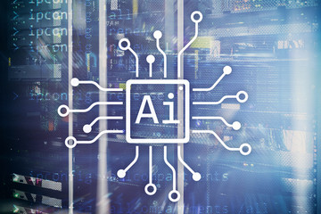 AI, Artificial intelligence, automation and modern information technology concept on virtual screen.