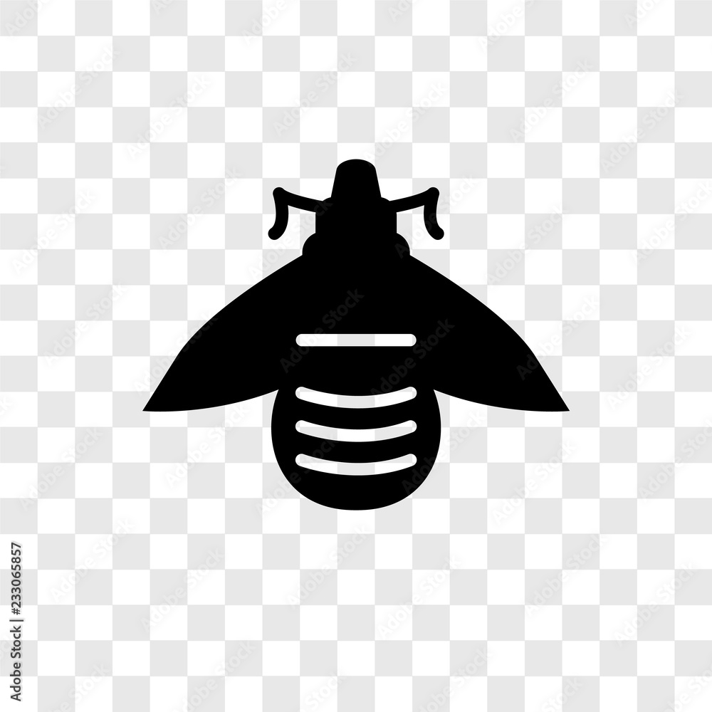 Poster bee vector icon isolated on transparent background, bee transparency logo design