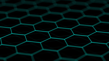 Obraz premium Abstract technology background. Futuristic hexagon background. Big data visualization. 3D rendering.
