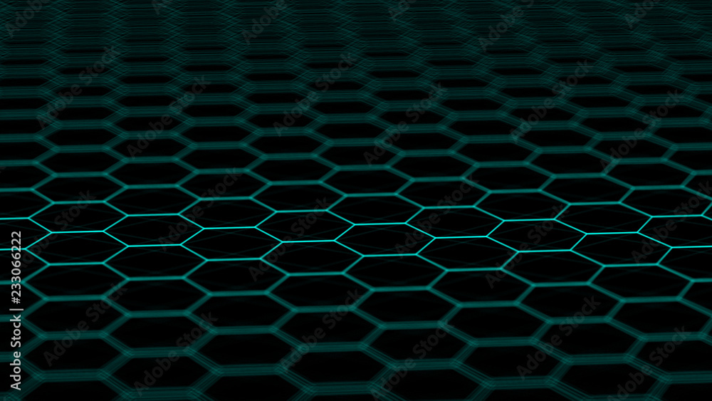 Poster Abstract technology background. Futuristic hexagon background. Big data visualization. 3D rendering.