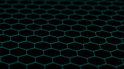 Abstract technology background. Futuristic hexagon background. Big data visualization. 3D rendering.