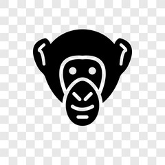 Chimpanzee vector icon isolated on transparent background, Chimpanzee transparency logo design