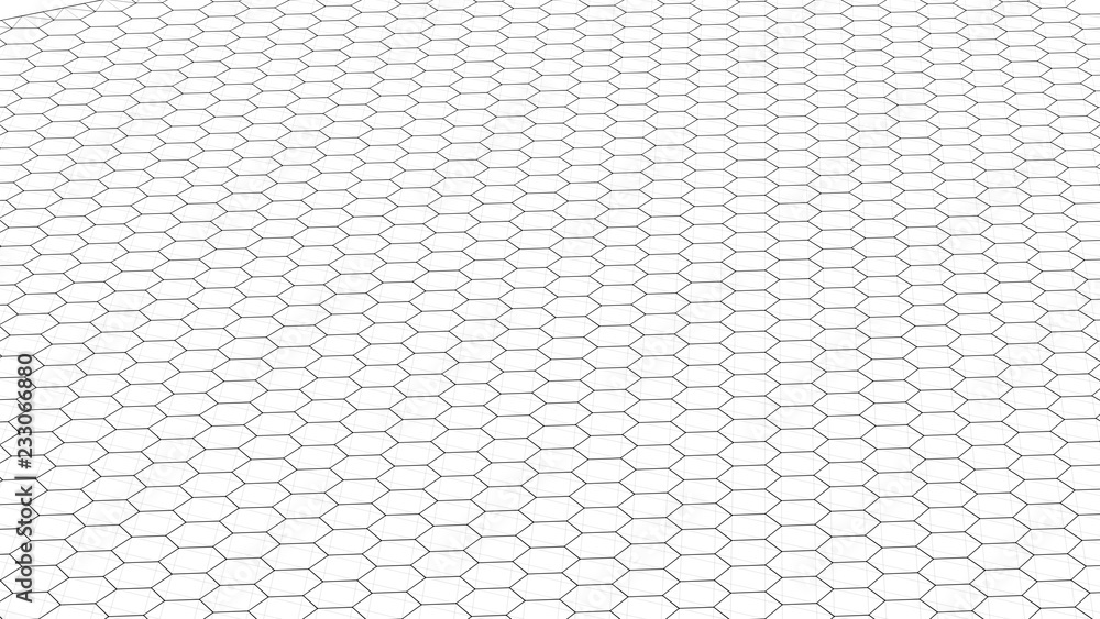 Aufkleber Abstract white futuristic background. Background with hexagons. Connecting dots and lines on white background. 4k rendering.