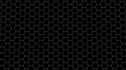 Abstract black futuristic background. Background with hexagons. Connecting dots and lines on white background. 4k rendering.