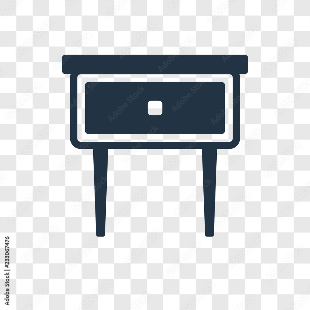 Poster bedside table vector icon isolated on transparent background, bedside table transparency logo design