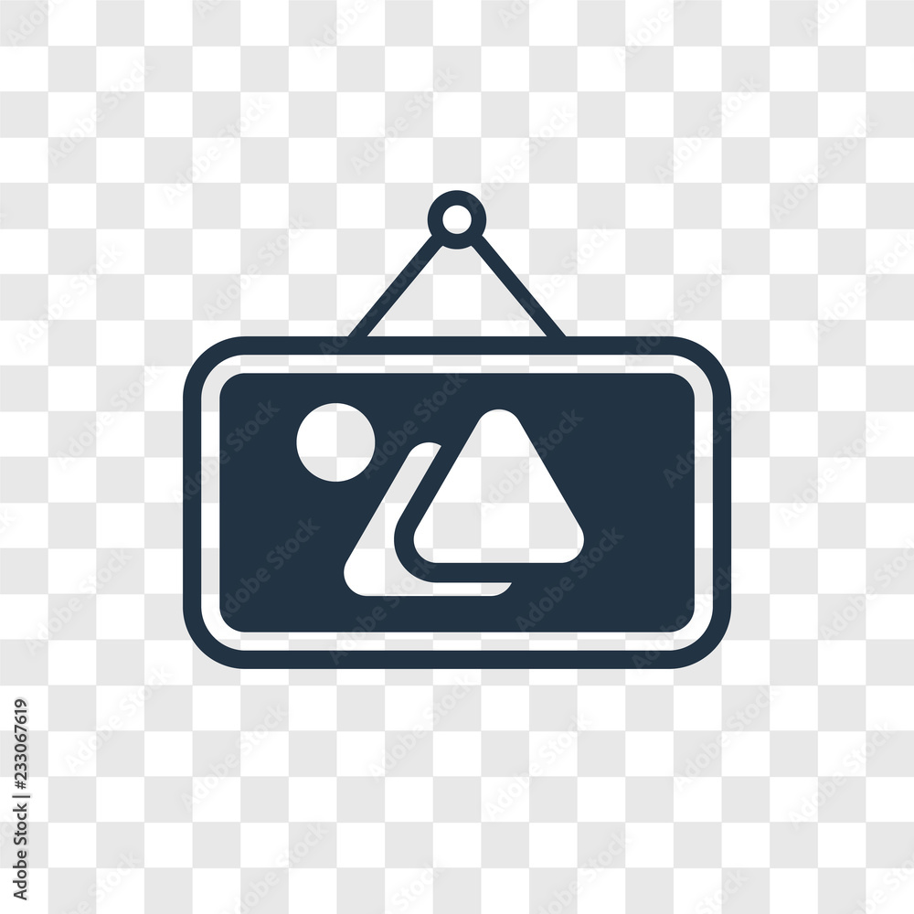 Poster frame vector icon isolated on transparent background, frame transparency logo design