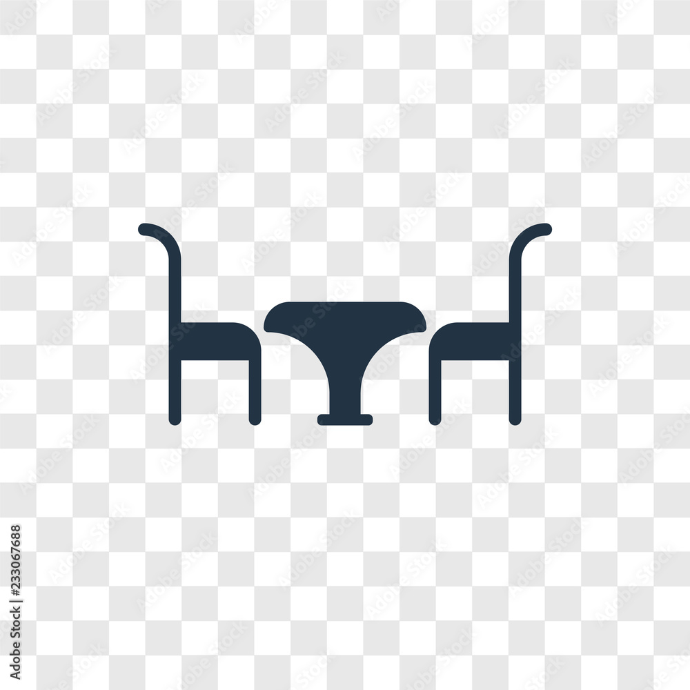 Poster table with chair vector icon isolated on transparent background, table with chair transparency logo 