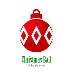 Logotipo con texto Christmas Ball con rombos en bola de color rojo