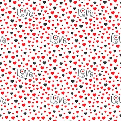 Hand drawn print with heart. Seamless pattern. Vector illustration.