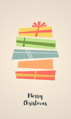Fototapeta premium Holiday Christmas background with a gift boxes. Vector Illustration. Flat style vector concept.