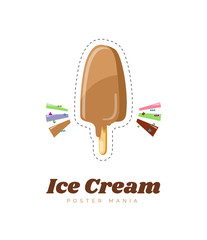 Ice cream in bright cartoon style. Icecream vector in nice colors isolated on white background.