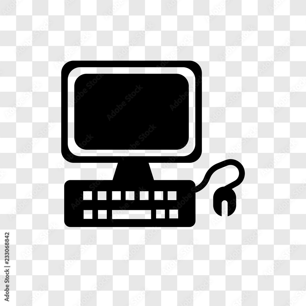 Poster computer vector icon isolated on transparent background, computer transparency logo design