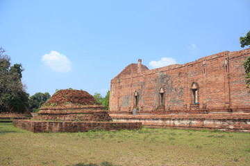 ancient brown brick wall temple