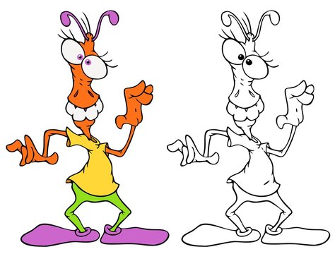 Hip fun guy alien.  Comes with bonus black outline version.