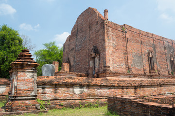 ancient brown brick wall temple