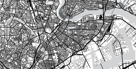 Urban vector city map of Kawasaki, Japan