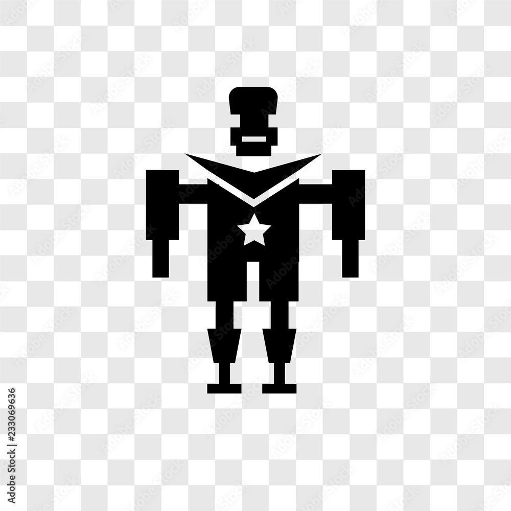 Poster military robot machine vector icon isolated on transparent background, military robot machine transp