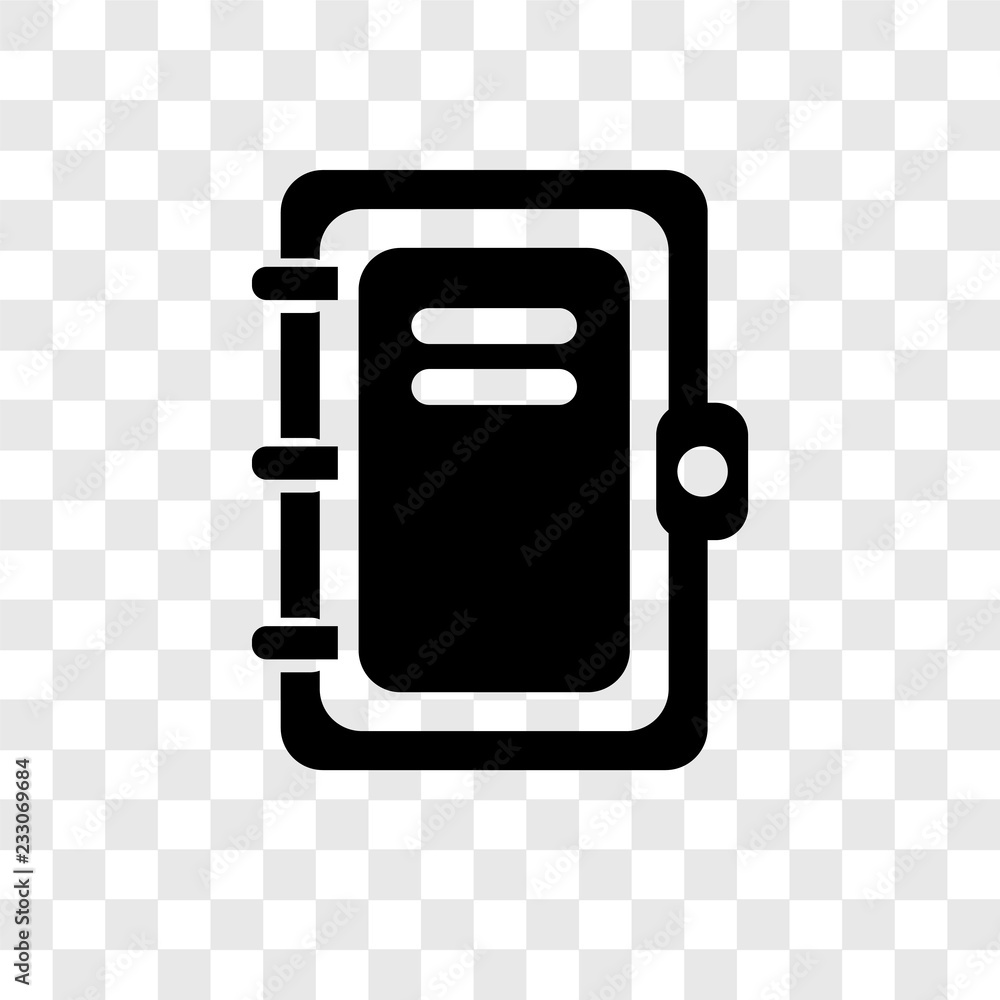 Poster notebook vector icon isolated on transparent background, notebook transparency logo design