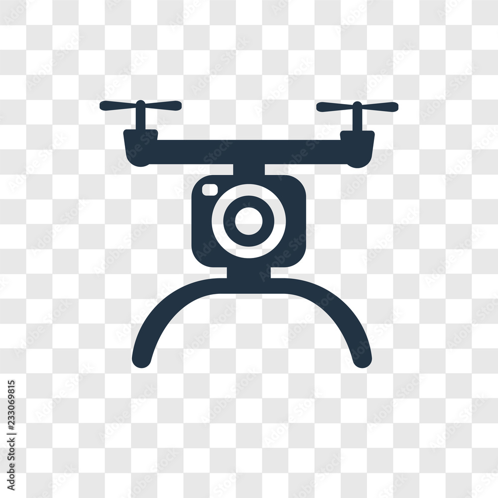 Poster drone vector icon isolated on transparent background, drone transparency logo design