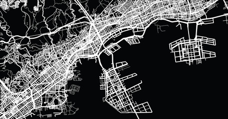 Urban vector city map of Kobe, Japan