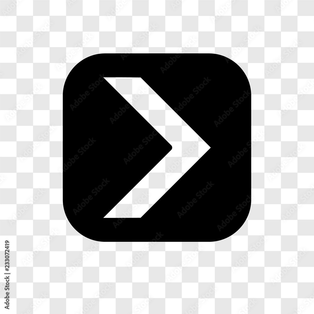 Poster right arrow vector icon isolated on transparent background, right arrow transparency logo design
