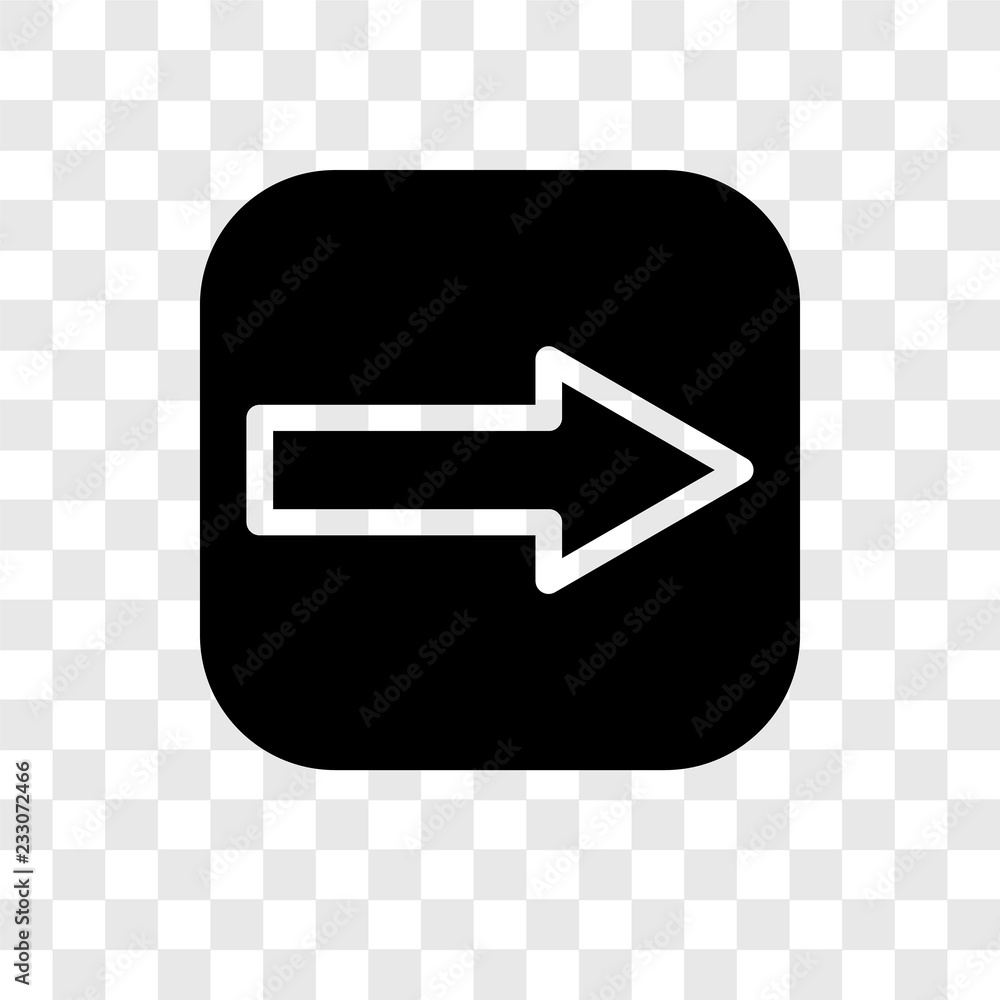 Poster right arrow vector icon isolated on transparent background, right arrow transparency logo design