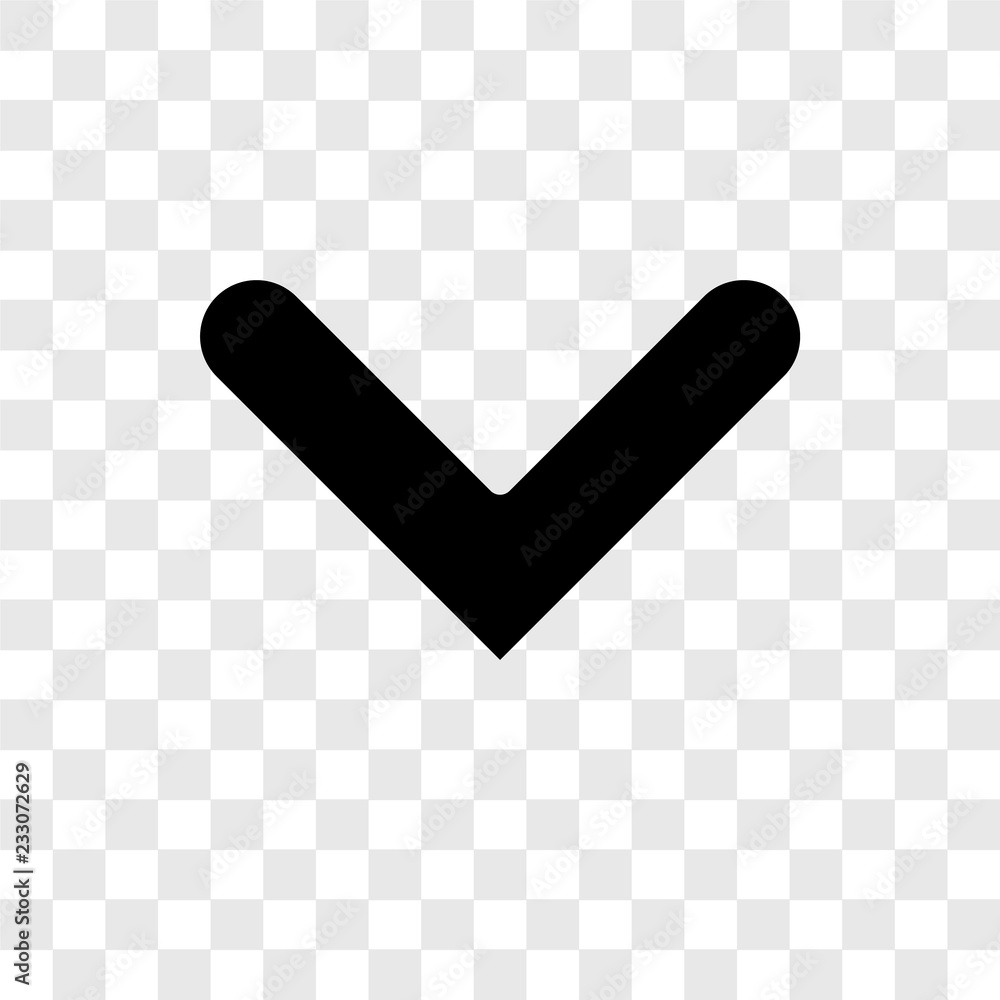 Poster down arrow vector icon isolated on transparent background, down arrow transparency logo design