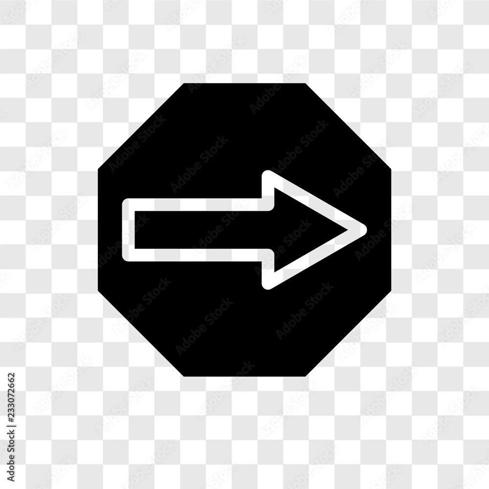 Poster right arrow vector icon isolated on transparent background, right arrow transparency logo design