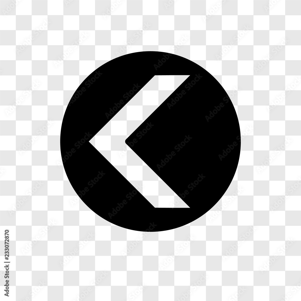 Poster left arrow vector icon isolated on transparent background, left arrow transparency logo design
