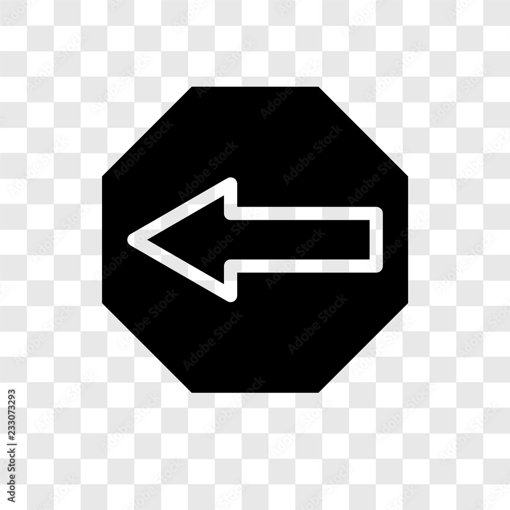 Poster left arrow vector icon isolated on transparent background, left arrow transparency logo design