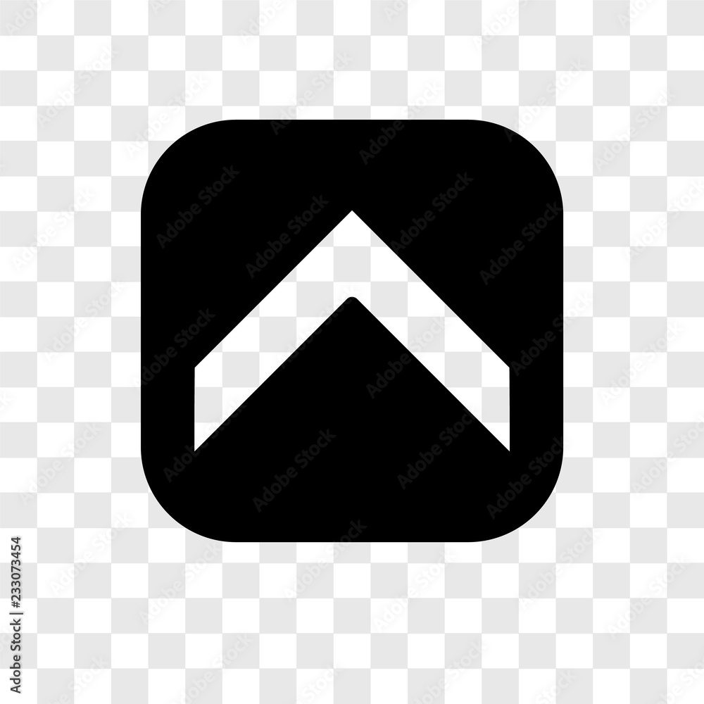 Poster up arrow vector icon isolated on transparent background, up arrow transparency logo design