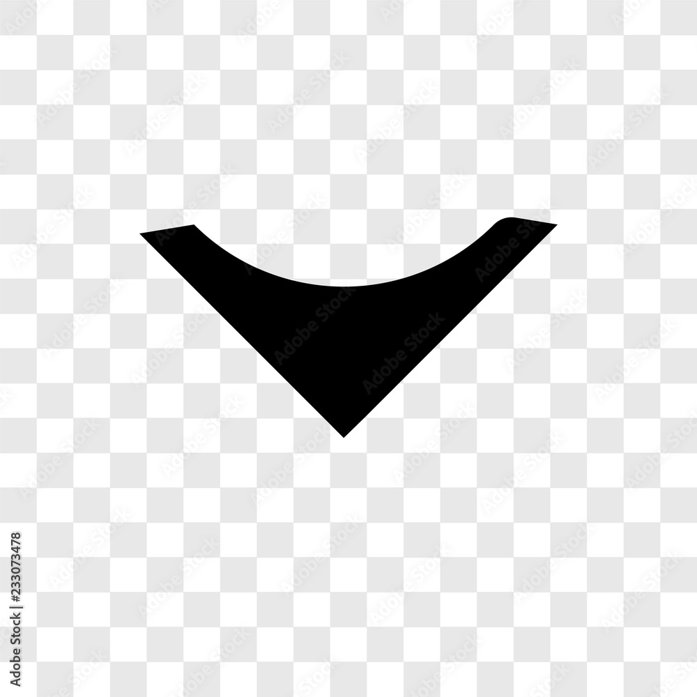 Poster down arrow vector icon isolated on transparent background, down arrow transparency logo design