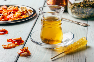 Tea in armudu with oriental delights