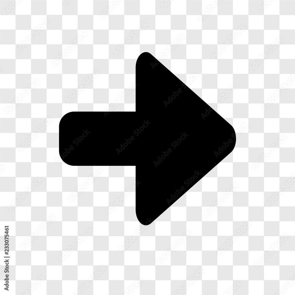Poster right arrow vector icon isolated on transparent background, right arrow transparency logo design