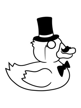 herr sir gentlemen zylinder hut monokel brille reich quietscheente gummiente badeente ente gans vogel baby kind klein s&uuml;&szlig; niedlich comic cartoon clipart design