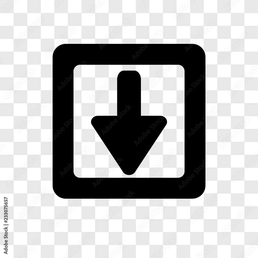 Poster down arrow vector icon isolated on transparent background, down arrow transparency logo design