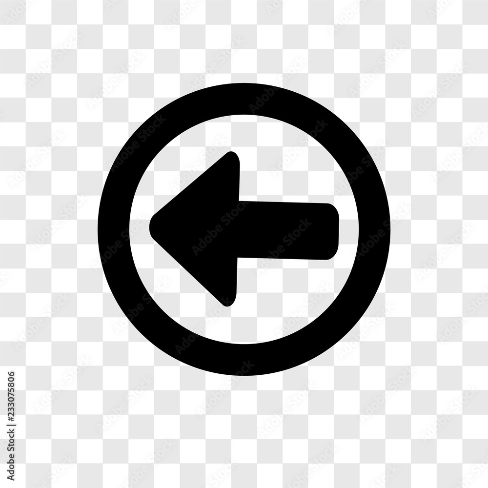 Poster left arrow vector icon isolated on transparent background, left arrow transparency logo design