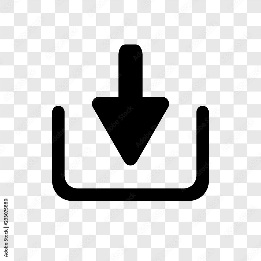 Aufkleber down arrow vector icon isolated on transparent background, down arrow transparency logo design