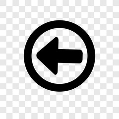 Left arrow vector icon isolated on transparent background, Left arrow transparency logo design
