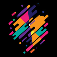 Abstract geometric background. Colorful image.Modern style abstraction with composition made of various rounded shapes in color. Vector illustration.