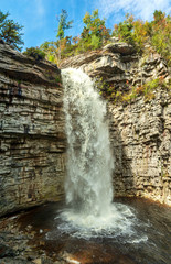 Awosting Falls in Minnewaska State Park Reserve . Autumn forest nature. Upstate NY, USA