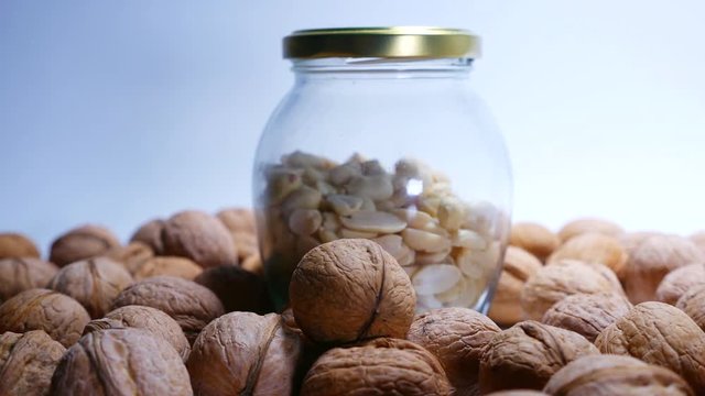 Nuts, healthy food. Organic, white background.