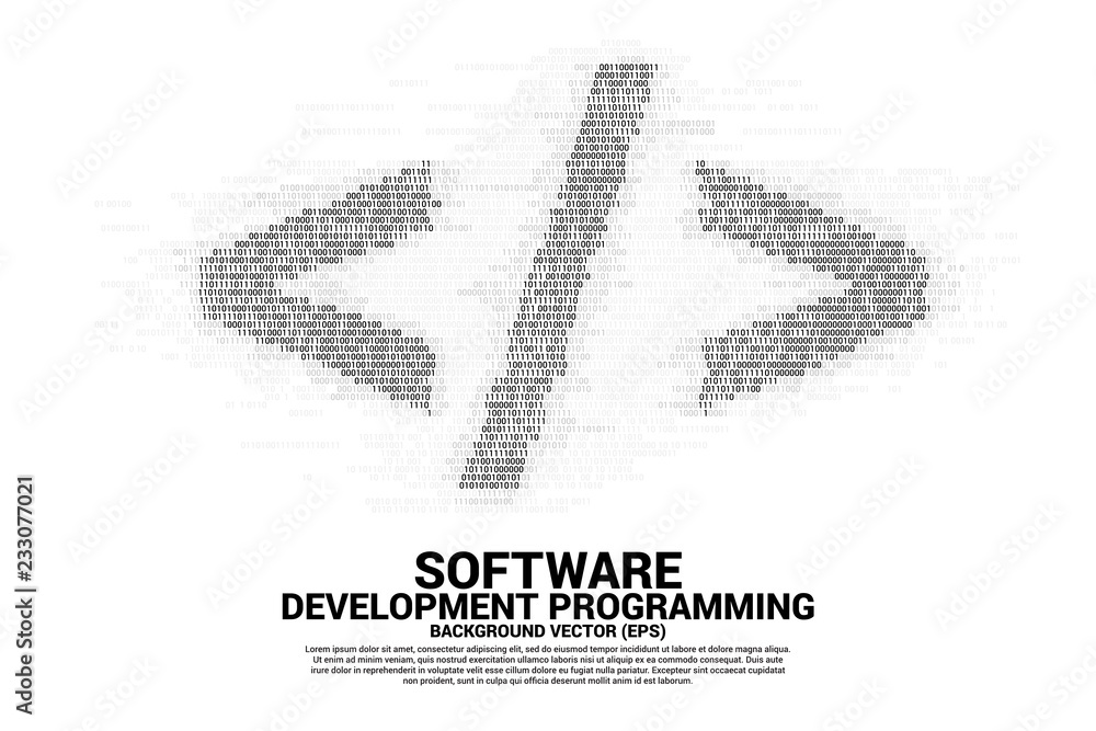 Leinwandbilder Vector software development programming tag  with one and zero digit matrix style. Concept for Programming language technology and coding.