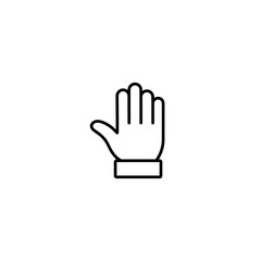 Fototapeta na wymiar greeting emoji hand symbol line black icon on white background