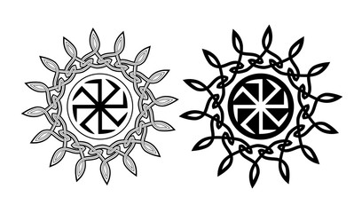 Slavic tribal sun signs. Vector illustration.