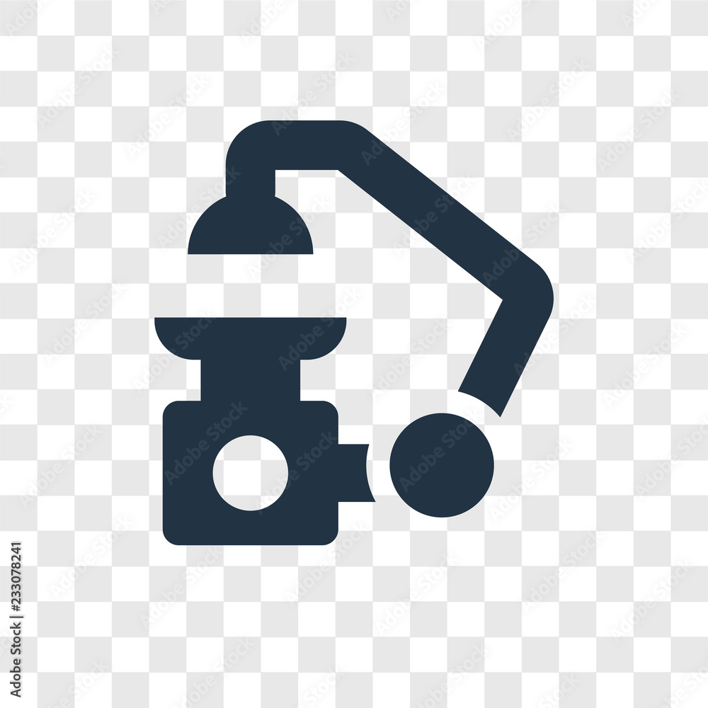 Poster microscope vector icon isolated on transparent background, microscope transparency logo design