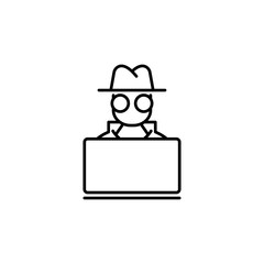 Fototapeta premium hacker; incognito symbol; line black icon on white background