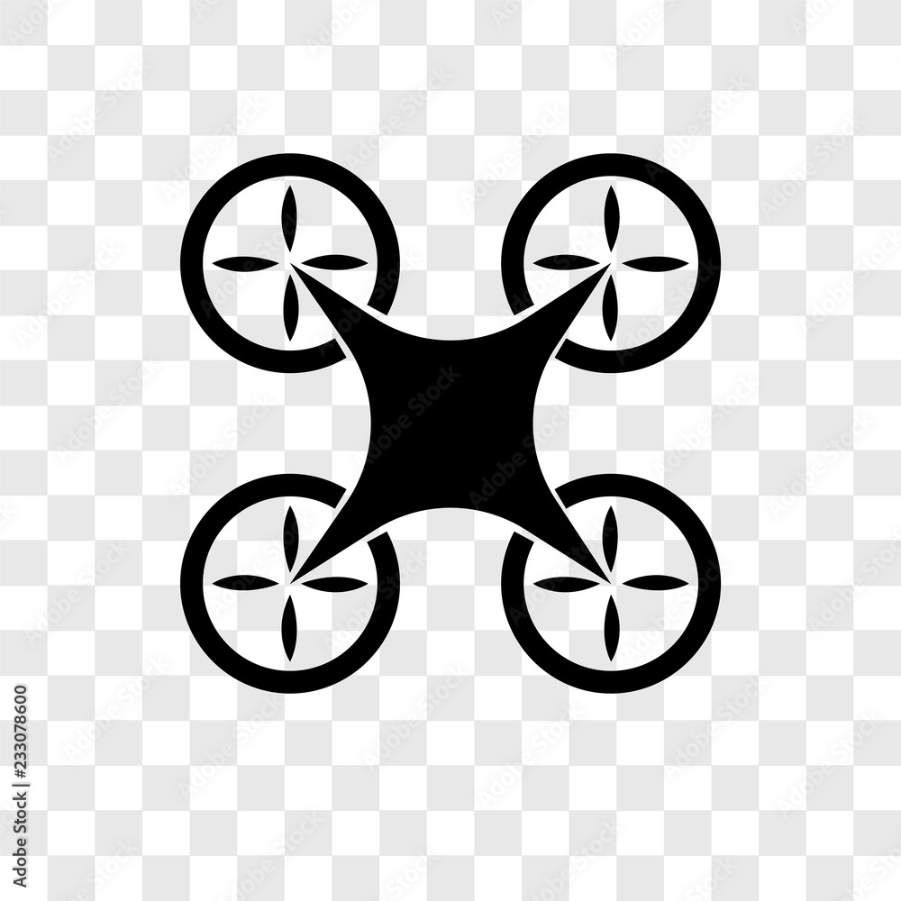 Poster drone vector icon isolated on transparent background, drone transparency logo design