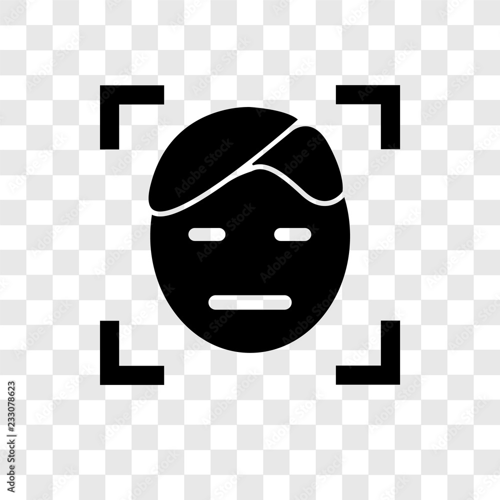 Poster facial recognition vector icon isolated on transparent background, facial recognition transparency l